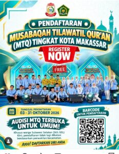 Kesra Makassar Buka Pendaftar Audisi MTQ 2026, Peserta se-Sulsel Bisa Ikut Gratis